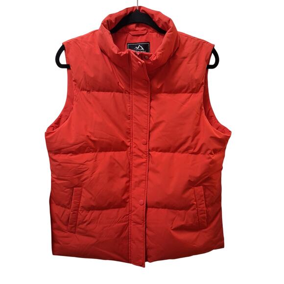 Outdoor Jacket Quilted Puffer Vest Zipper Snap Button Red Size-L - Picture 1 of 9
